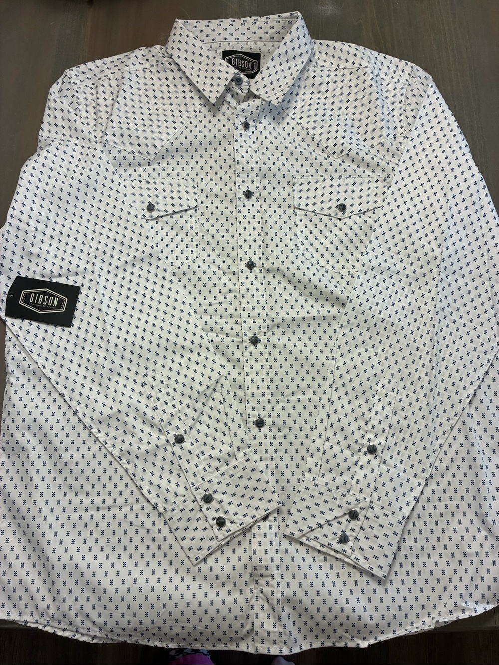Gibson White Pearl Snap Button Down Western Dress Shirt